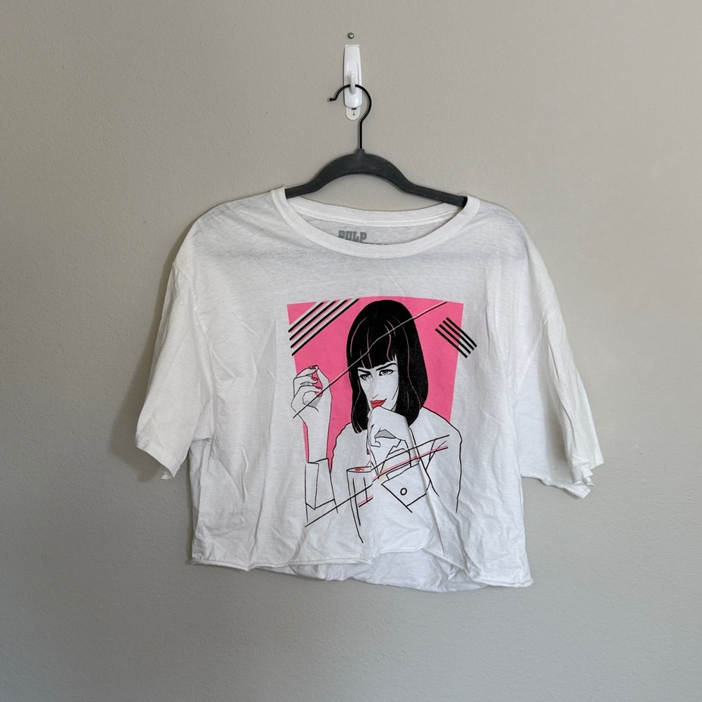 Pulp fiction White Graphic cropped T-Shirt - med/ large